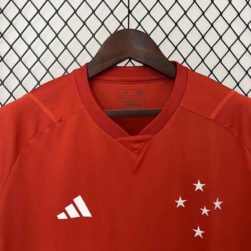 Camisa Cruzeiro Treino + Patrocínios Vermelha 24/25 - Adidas Versão Torcedor